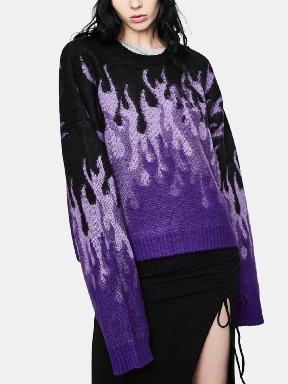 NWT The Ragged Priest Purple Revoly Flame Knit Sweater